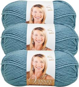 img 2 attached to 🧶 Lion Brand Vanna's Choice Yarn (3-Pack) in Dusty Blue Shade 860-108