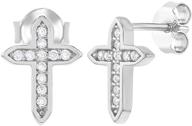 ⛪️ timeless sterling silver clear cz cross stud earrings for little girls and young teens - elegant religious jewelry for baptism, christmas, and confirmations logo