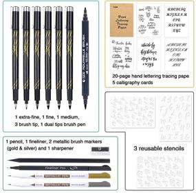 img 1 attached to Complete Tebik Hand Lettering Pens Kit - 22 Pack Set for Beginners Writing, Journaling, and Art Drawing