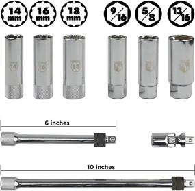 img 3 attached to 🔧 KAIFNT K201 9-Piece Spark Plug Socket Set with Locking Extensions, 3/8-Inch Drive – Comprehensive Toolkit