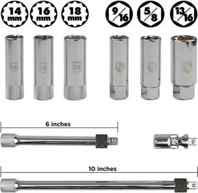 img 3 attached to 🔧 Набор головок свечей KAIFNT K201 из 9 предметов с замковыми удлинителями, приводом 3/8 дюйма - комплексный инструментарий