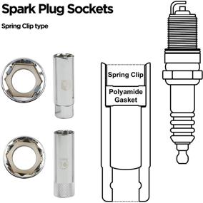 img 2 attached to 🔧 KAIFNT K201 9-Piece Spark Plug Socket Set with Locking Extensions, 3/8-Inch Drive – Comprehensive Toolkit