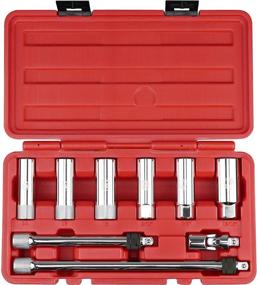img 1 attached to 🔧 KAIFNT K201 9-Piece Spark Plug Socket Set with Locking Extensions, 3/8-Inch Drive – Comprehensive Toolkit