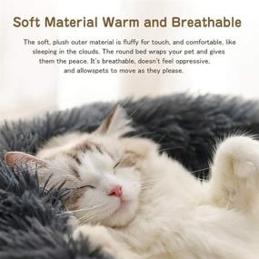 img 3 attached to 🐱 Cozy Donut Cuddler Cat Beds - Soft Short Plush Kitten Bed, Indoor Pet Bed for Winter - Comfy & Warm Puppy Beds, Comfortable Round Detachable Washable Anti-Slip Pet Beds for Medium Small Dogs Cats