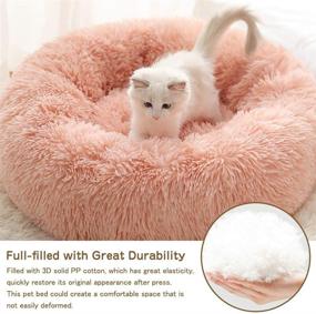 img 2 attached to 🐱 Cozy Donut Cuddler Cat Beds - Soft Short Plush Kitten Bed, Indoor Pet Bed for Winter - Comfy & Warm Puppy Beds, Comfortable Round Detachable Washable Anti-Slip Pet Beds for Medium Small Dogs Cats