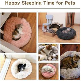 img 1 attached to 🐱 Cozy Donut Cuddler Cat Beds - Soft Short Plush Kitten Bed, Indoor Pet Bed for Winter - Comfy & Warm Puppy Beds, Comfortable Round Detachable Washable Anti-Slip Pet Beds for Medium Small Dogs Cats