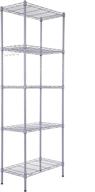 🗄️ 5-tier metal shelving unit with adjustable steel wire, ideal for kitchen, bathroom, and garage organization storage rack, including 4 hooks and leveling feet, dimensions: 22"l x 12"w x 59.3"h, color: silver logo