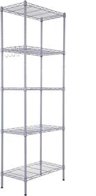 img 4 attached to 🗄️ 5-Tier Metal Shelving Unit with Adjustable Steel Wire, Ideal for Kitchen, Bathroom, and Garage Organization Storage Rack, Including 4 Hooks and Leveling Feet, Dimensions: 22"L x 12"W x 59.3"H, Color: Silver