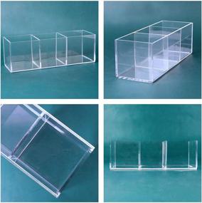 img 3 attached to 🗂️ Dedoot 3 Compartment Clear Plastic Drawer Organizer for Office, Bathroom, Kitchen- 7x2x2inch Storage Cube Desk Acrylic Organizer Bin