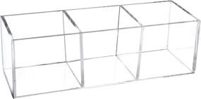 img 4 attached to 🗂️ Dedoot 3 Compartment Clear Plastic Drawer Organizer for Office, Bathroom, Kitchen- 7x2x2inch Storage Cube Desk Acrylic Organizer Bin