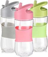 kids water bottle with straw 12 oz - bpa-free tritan bulk sports clear drinking bottle for school - top pick! logo