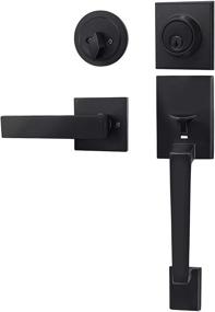 img 4 attached to 🚪 Modern and Secure: Azdele Front Door Handle Set with Single Cylinder Deadbolt and Lever Handle - Matte Black