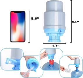img 3 attached to 💧 Convenient Manual Hand Pump for Water Coolers - Blue Gray Thickened Pressure Pump with Short Tube & Cap