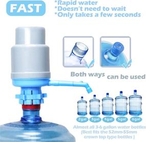 img 2 attached to 💧 Convenient Manual Hand Pump for Water Coolers - Blue Gray Thickened Pressure Pump with Short Tube & Cap