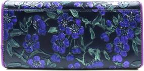 img 3 attached to 🍑 Purple Peach Blossom Embossed Genuine Leather Trifold Wallet Clutch Purse by ArtsEye (1)