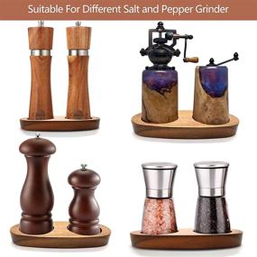 img 2 attached to 🌿 Acacia Wood Salt and Pepper Mill Tray - Accessories for Salt & Pepper Grinder (Inner Diameter 5.8cm) - Compatible with Various Mills & Shakers