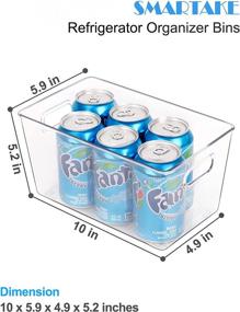 img 3 attached to 🧊 SMARTAKE Refrigerator Organizer Bins, 6-Pack Food Storage Bins, Clear Plastic Soda Can Organizer with Handle, for Optimal Freezer Cabinet Fridge Kitchen Organization and Storage (6 × M)