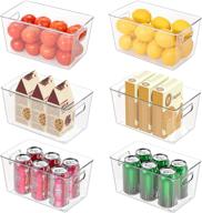 🧊 smartake refrigerator organizer bins, 6-pack food storage bins, clear plastic soda can organizer with handle, for optimal freezer cabinet fridge kitchen organization and storage (6 × m) логотип