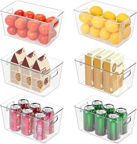 img 4 attached to 🧊 SMARTAKE Refrigerator Organizer Bins, 6-Pack Food Storage Bins, Clear Plastic Soda Can Organizer with Handle, for Optimal Freezer Cabinet Fridge Kitchen Organization and Storage (6 × M)