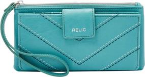 img 3 attached to 💚 Relic by Fossil Women's Cameron Checkbook Wristlet Wallet in Alpine Green (Model RLS9805307) - Stylish and Functional Accessory for the Modern Woman