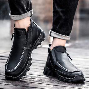 img 1 attached to 👞 Govicta Leather Stitching Loafers: Stylish Slip-Ons for Men's Driving Shoes