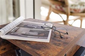 img 3 attached to Set of 2 Stackable Nightstands: Industrial End Tables for Small Spaces, Rustic Brown Metal Frame, Accent Furniture