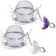 🍵 tea infuser set: scdom stainless steel mesh ball strainer - amethyst & white crystal moon pendant tea ball filter with extended chain hook for brewing fine loose tea, spices & seasonings logo