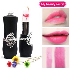 img 2 attached to 💄 SuperThinker Crystal Jelly Flower Lipstick - Moisturizing Clear Lip Gloss Balm Color Changing with Temperature, Mood Lipstick enriched with Vitamin - Pack of 6 (black)