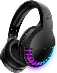 img 4 attached to Enhanced Wireless Bluetooth Headphone with Noise Cancellation, HiFi Stereo Sound, and Mic - Deep Bass Protein Earpad - Rainbow RGB Backlight - Rechargeable Over Ear Headset for PC Mac Game Travel Class Home Office (Black)
