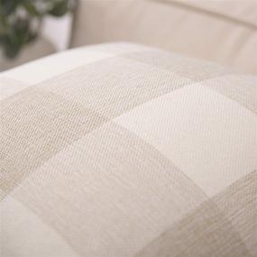 img 3 attached to 🎄 Set of 2 Buffalo Check Plaid Throw Pillow Covers, Off White Farmhouse Plaid Pillow Cases for Christmas Home Decor - Square Pillow Covers, 18 x 18 Inches