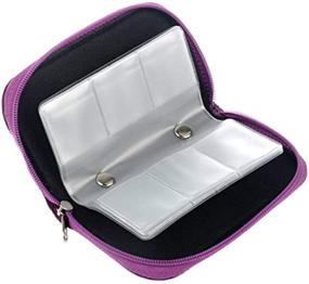 img 1 attached to 📷 Портативный чехол для карт памяти WOVTE с 22 слотами - фиолетовая сумка с молнией для карт SD, SDHC, MMC, CF, Micro SD - Подставка для камерных карт с 8 страницами