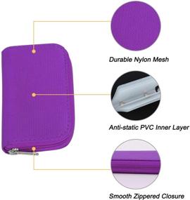 img 2 attached to 📷 WOVTE Portable Memory Card Case with 22 Slots - Purple Zippered Storage Bag for SD, SDHC, MMC, CF, Micro SD Cards - Camera Card Holder Pouch with 8 Pages