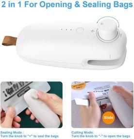 img 3 attached to Xingu Mini Bag Sealer – Rechargeable Heat Sealer Chip Sealing Machine – Portable Heat Seal Vacuum Sealer – Mini 2-in-1 Food Sealer with Heat Seal and Cutter for Plastic Food Bags (White) – VS01