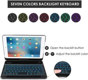 img 2 attached to 💻 ProCase iPad Mini 5/4 Keyboard Case - 7 Color Backlit 360 Rotatable Wireless Keyboard Cover for 7.9 Inch Apple iPad Mini 5th Gen 2019/ Mini 4 2015 - Black