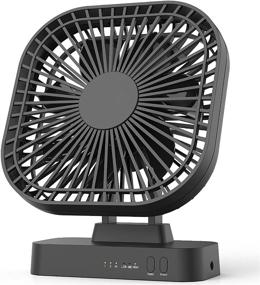 img 4 attached to 💨 6-Inch Desk Fan with Timer, USB or AA Battery Powered, 3 Speeds, Ultra Quiet, 7-Blade Design, Adjustable Angle, for Office, Bedroom, and Outdoor Use (Batteries Not Included)
