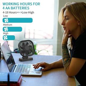 img 3 attached to 💨 6-Inch Desk Fan with Timer, USB or AA Battery Powered, 3 Speeds, Ultra Quiet, 7-Blade Design, Adjustable Angle, for Office, Bedroom, and Outdoor Use (Batteries Not Included)