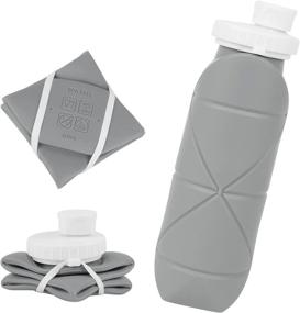 img 4 attached to 🧴 DeKangHY Foldable Water Bottle - Collapsible Travel Hiking Water Bottle, BPA Free & Food Grade Silicone (Gray)