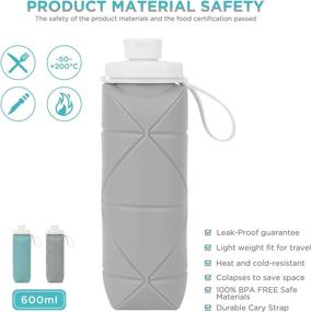 img 2 attached to 🧴 DeKangHY Foldable Water Bottle - Collapsible Travel Hiking Water Bottle, BPA Free & Food Grade Silicone (Gray)