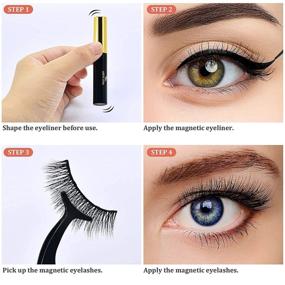 img 2 attached to Magnetic Eyelashes with Magnetic Eyeliner - Reusable Natural 10 Pairs - Includes 2 Tubes of Magnetic Eyeliner, Tweezers, and Mirror Case