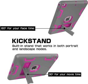 img 3 attached to TOPSKY Case for iPad Air/A1474/A1475/A1476 - Heavy Duty Shockproof 📱 Rugged Defender Cover with Kickstand - Protective Cases in Grey Pink