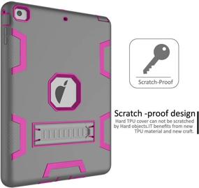 img 1 attached to TOPSKY Case for iPad Air/A1474/A1475/A1476 - Heavy Duty Shockproof 📱 Rugged Defender Cover with Kickstand - Protective Cases in Grey Pink
