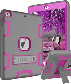 img 4 attached to TOPSKY Case for iPad Air/A1474/A1475/A1476 - Heavy Duty Shockproof 📱 Rugged Defender Cover with Kickstand - Protective Cases in Grey Pink