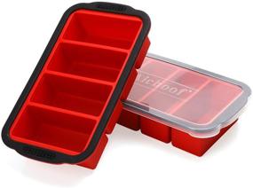 img 4 attached to Extra Large Freezing Tray for Soup, Broth, Sauce or Butter - 1-Cup Capacity, 2-Pack Ice Cube Trays with Lid - Silicone Freezer Container Molds for Soup - Make Four 1-Cup Portions (Red)