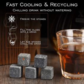 img 3 attached to Angde Whiskey Stones Gift Set - 9 Granite Whisky Rocks for Him, Dad, Husband, Boyfriend – Perfect Anniversary, Birthday, Fathers Day, Wedding & Cool Bourbon Gifts