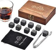 angde whiskey stones gift set - 9 granite whisky rocks for him, dad, husband, boyfriend – perfect anniversary, birthday, fathers day, wedding & cool bourbon gifts logo