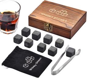 img 4 attached to Angde Whiskey Stones Gift Set - 9 Granite Whisky Rocks for Him, Dad, Husband, Boyfriend – Perfect Anniversary, Birthday, Fathers Day, Wedding & Cool Bourbon Gifts