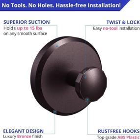 img 1 attached to 🔒 HOME SO Suction Cup Hooks - Diamond Bronze (2-Pack) for Shower Bathroom Kitchen Glass Door Mirror Tile, Towel, Bath Robe, Coat, Loofah - Removable Hook Hanger, Diamond Collection