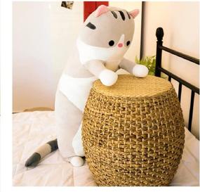 img 1 attached to 🐱 Миленькая плюшевая кукла кошки - мягкая наполненная подушка с изображением кошки для подруги - длинная подарочная подушка