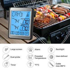 img 3 attached to 🌡️ BestFire Dual Probe Digital Meat Thermometer with Touch Screen LCD Backlight, Timer Alarm, Back Magnet, Hanging Hole, and Retractable Stand - for Cooking, BBQ, Grilling, Oven, Baking - Home Kitchen Essentials