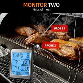 img 1 attached to 🌡️ BestFire Dual Probe Digital Meat Thermometer with Touch Screen LCD Backlight, Timer Alarm, Back Magnet, Hanging Hole, and Retractable Stand - for Cooking, BBQ, Grilling, Oven, Baking - Home Kitchen Essentials